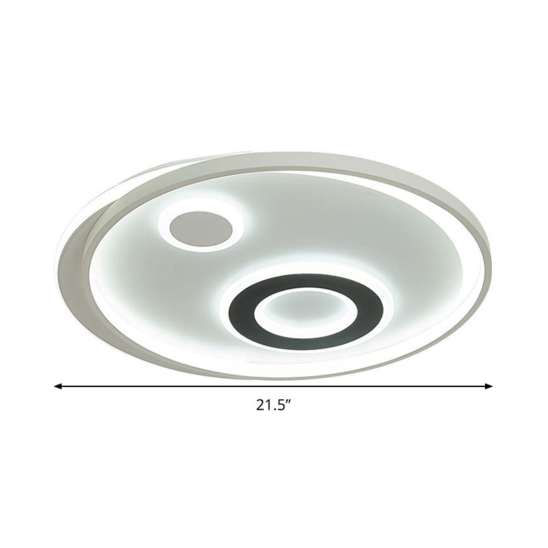18"/21.5" Dia Circular LED Flush Lamp Kit Modern Stylish Metallic White Flush Mount Ceiling Light in Warm/White Light Clearhalo 'Ceiling Lights' 'Close To Ceiling Lights' 'Close to ceiling' 'Flush mount' Lighting' 292578