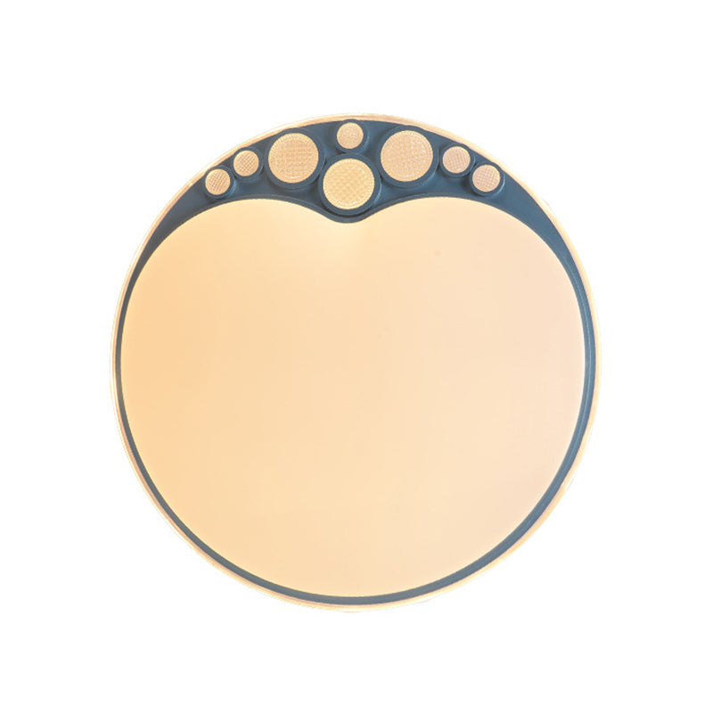 Sky Blue Apple Shape Ceiling Lamp Contemporary LED Metallic Flush Light in Warm/White/3 Color Light Clearhalo 'Ceiling Lights' 'Close To Ceiling Lights' 'Close to ceiling' 'Flush mount' Lighting' 294191