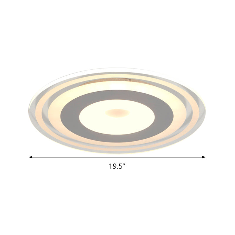 LED Flush Mount Fixture Simple Style White Ceiling Lighting with Circle Acrylic Shade in Warm/White/3 Color Light, 16.5"/19.5"/23.5" Wide Clearhalo 'Ceiling Lights' 'Close To Ceiling Lights' 'Close to ceiling' 'Flush mount' Lighting' 294470