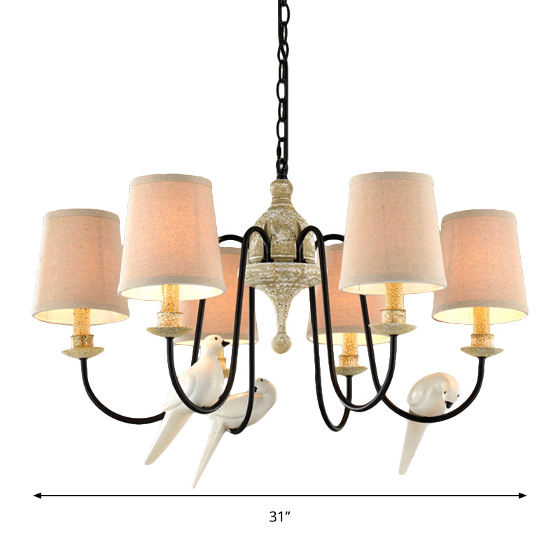 Barrel Pendant Chandelier Light Nordic Fabric 3/6 Heads Light Tan Hanging Ceiling Light Clearhalo 'Ceiling Lights' 'Chandeliers' 'Modern Chandeliers' 'Modern' Lighting' 294645