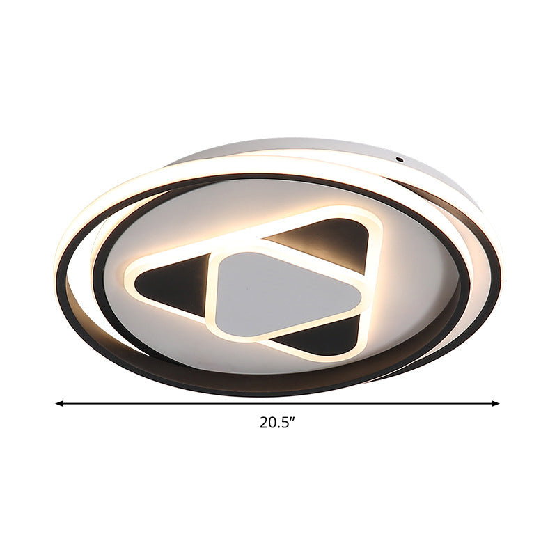 16.5"/20.5" Wide Black Triangle Flush Mount Light Contemporary Acrylic LED Ceiling Fixture in Warm/3 Color Light Clearhalo 'Ceiling Lights' 'Close To Ceiling Lights' 'Close to ceiling' 'Flush mount' Lighting' 295153