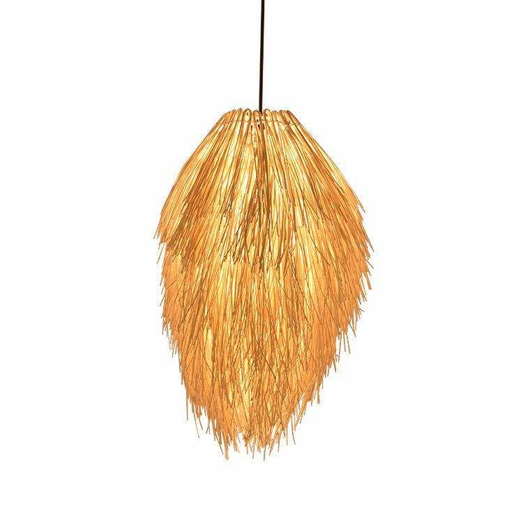 Bamboo Teardrop Pendant Lighting Contemporary 1 Light Hanging Light Fixture in Beige Clearhalo 'Ceiling Lights' 'Modern Pendants' 'Modern' 'Pendant Lights' 'Pendants' Lighting' 297859