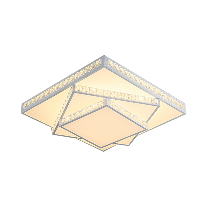 Square Ceiling Lamp Modern Acrylic LED White Flush Mount Lighting in White/3 Color Light, 16"/19.5"/23.5" Wide Clearhalo 'Ceiling Lights' 'Close To Ceiling Lights' 'Close to ceiling' 'Flush mount' Lighting' 316397