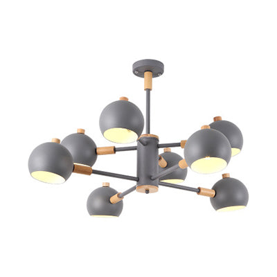 Metal Dome Hanging Lamp Fixture 2-Tier 8 Lights Scandinavian Chandelier for Living Room Shop Grey Clearhalo 'Ceiling Lights' 'Chandeliers' Lighting' options 32539_3d2b5257-50fa-44f6-bda9-cbd5c7b1750d