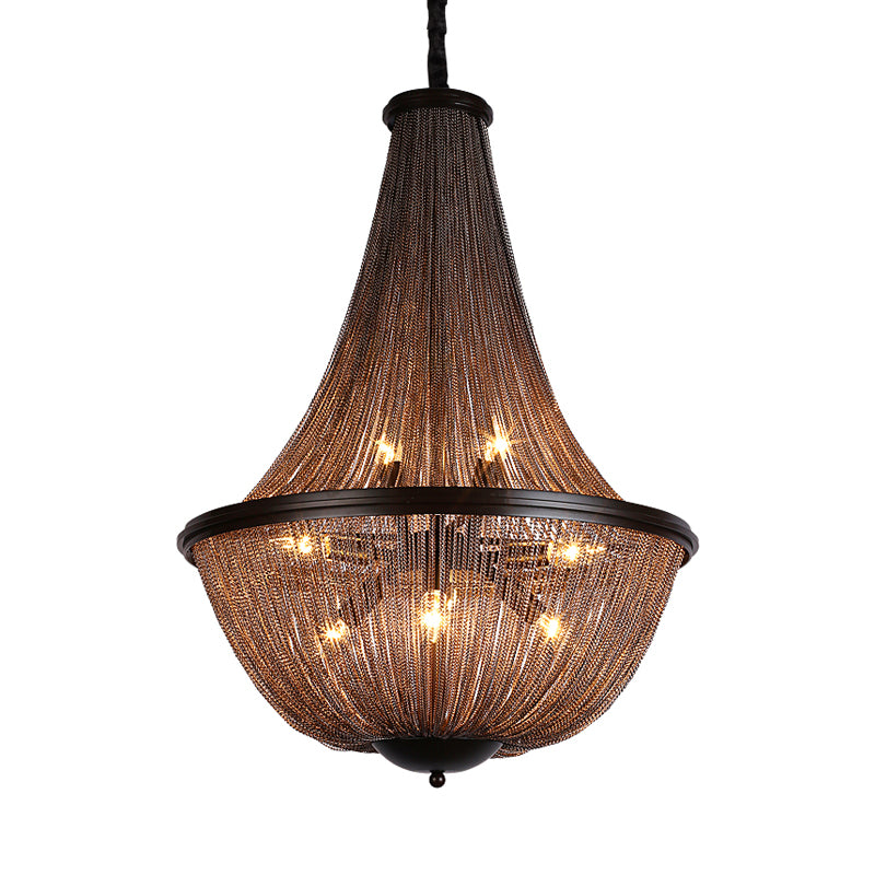 Gold 8 Lights Chandelier Light Traditional-Style Metal Chain Fringe Hanging Lamp Kit Clearhalo 'Ceiling Lights' 'Chandeliers' Lighting' options 326669