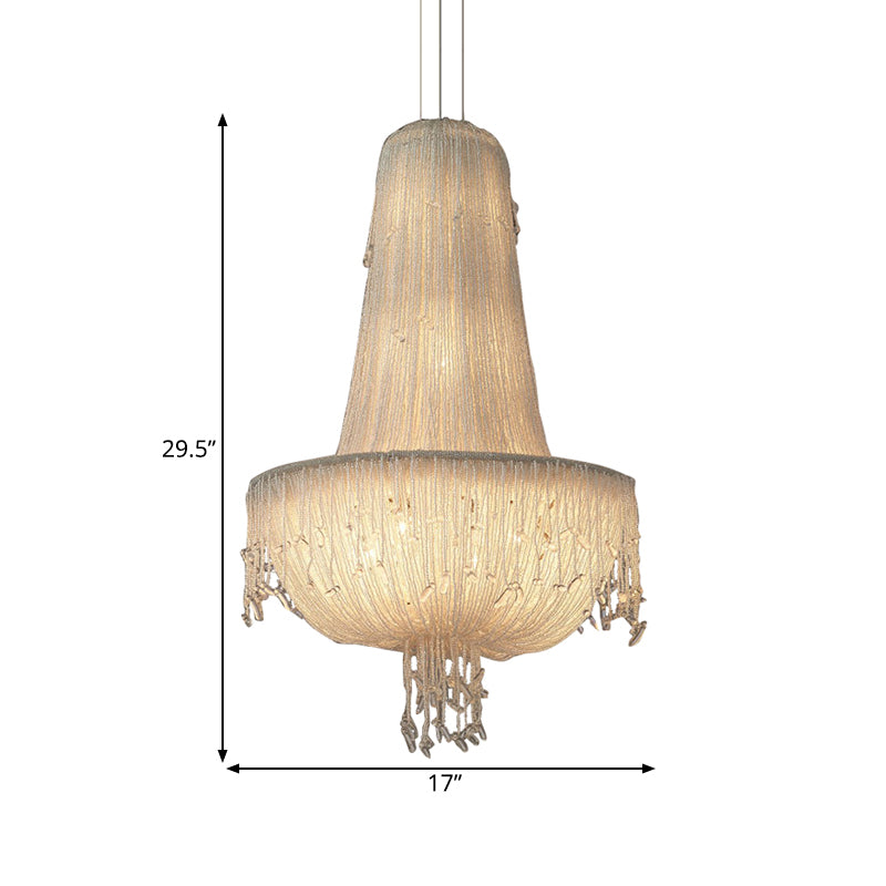 Crystal Basket Hanging Chandelier Rural 6 Lights Pendant Lighting Fixture in White Clearhalo 'Ceiling Lights' 'Chandeliers' Lighting' options 328686