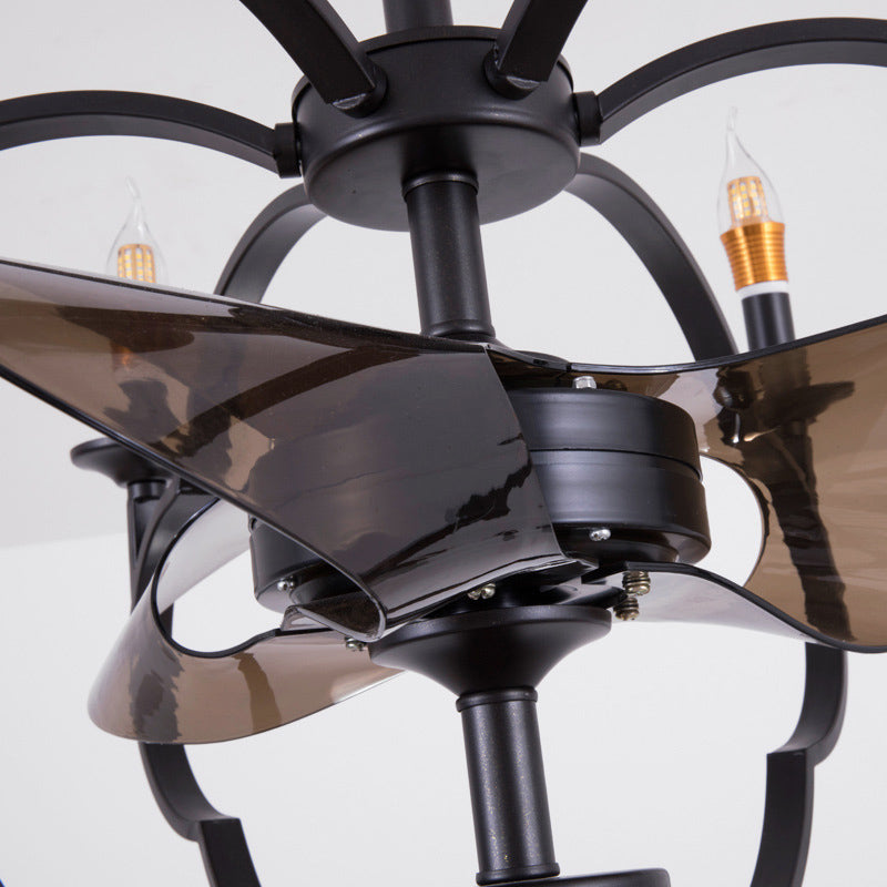 Exposed Bulb Suspension Light Traditional Style Metal 6 Lights Dining Room Chandelier Lighting in Black Clearhalo 'Ceiling Lights' 'Chandeliers' Lighting' options 332812