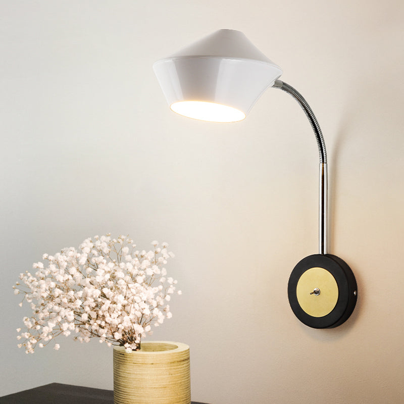 Urn Sconce Light Contemporary Metal 1 Bulb Wall Mounted Lighting in Black and White Clearhalo 'Cast Iron' 'Glass' 'Industrial' 'Modern wall lights' 'Modern' 'Tiffany' 'Traditional wall lights' 'Wall Lamps & Sconces' 'Wall Lights' Lighting' 338813