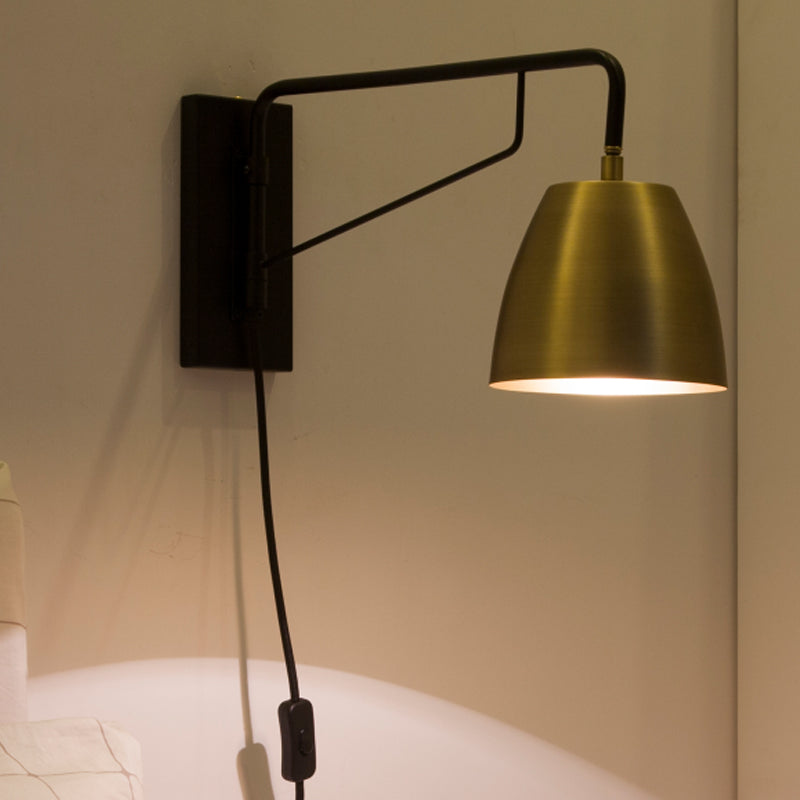 Metal Dome Wall Lighting Fixture Contemporary 1 Bulb Brass Sconce Light for Bedroom Clearhalo 'Cast Iron' 'Glass' 'Industrial' 'Modern wall lights' 'Modern' 'Tiffany' 'Traditional wall lights' 'Wall Lamps & Sconces' 'Wall Lights' Lighting' 339446