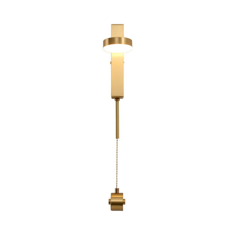 Round Metal Wall Sconce Light Modernism 1 Bulb Brass LED Wall Lighting in Warm/White Light Clearhalo 'Cast Iron' 'Glass' 'Industrial' 'Modern wall lights' 'Modern' 'Tiffany' 'Traditional wall lights' 'Wall Lamps & Sconces' 'Wall Lights' Lighting' 340323