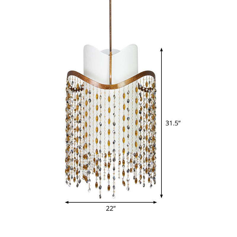 Cascade Chandelier Lamp Nordic Crystal 3 Heads Red Brown Pendant Lighting Fixture for Living Room Clearhalo 'Ceiling Lights' 'Chandeliers' Lighting' options 341992