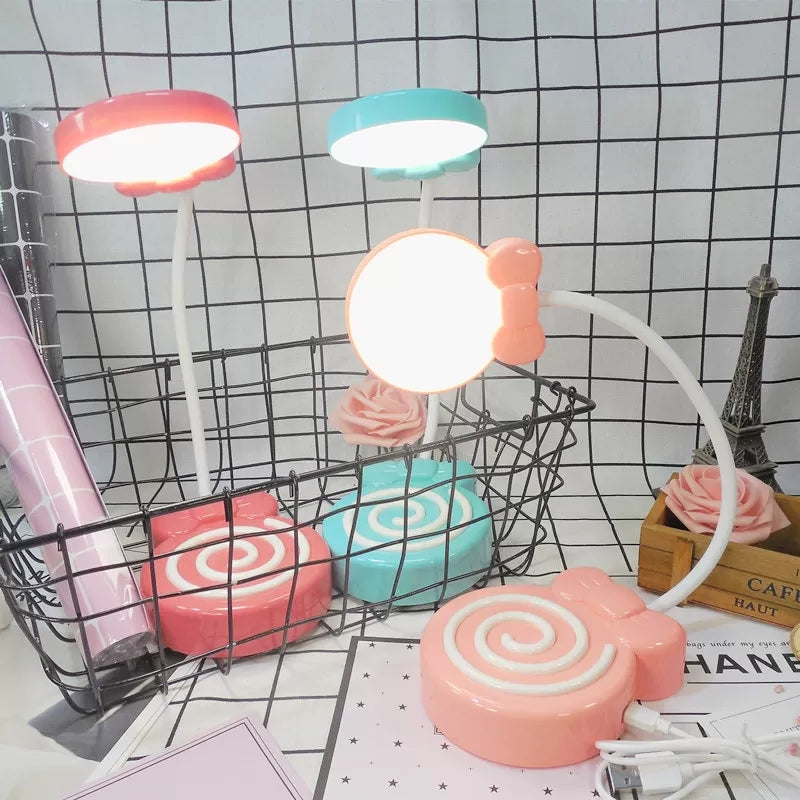 1 Light Candy Desk Light Modern Lovely Plastic Study Light with Flexible Gooseneck for Girls Bedroom Clearhalo 'Desk Lamps' 'Lamps' Lighting' 35766