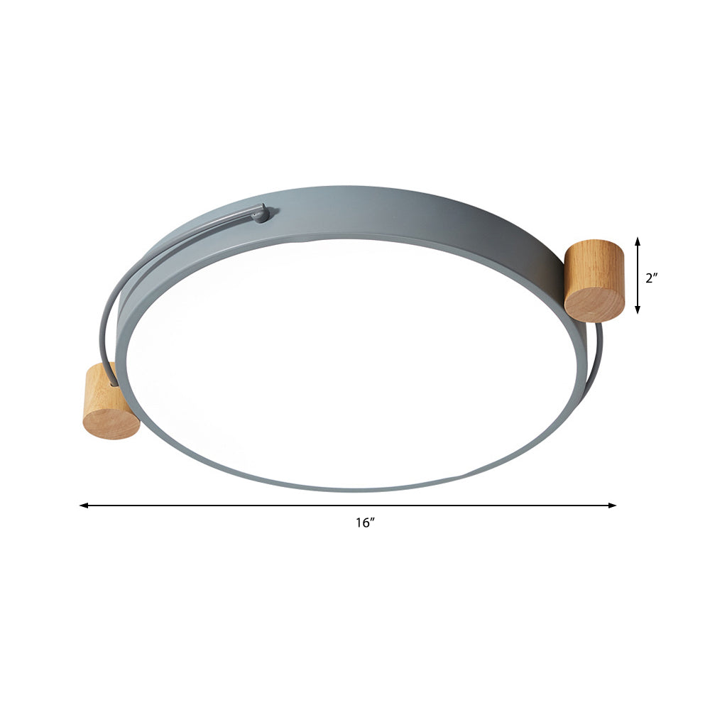 Iron Circular Flush Mount Light Fixture Simple 16"/19.5"/23.5" W LED Flush Lamp in Grey for Living Room, White/3 Color Light/Remote Control Stepless Dimming Clearhalo 'Ceiling Lights' 'Close To Ceiling Lights' 'Close to ceiling' 'Flush mount' Lighting' 361252