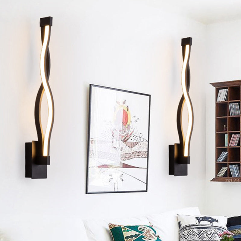 Contemporary LED Wall Lighting Black/White Curvy Sconce Light Fixture with Acrylic Shade, Warm/White Light Clearhalo 'Modern wall lights' 'Modern' 'Wall Lamps & Sconces' 'Wall Lights' Lighting' 369763