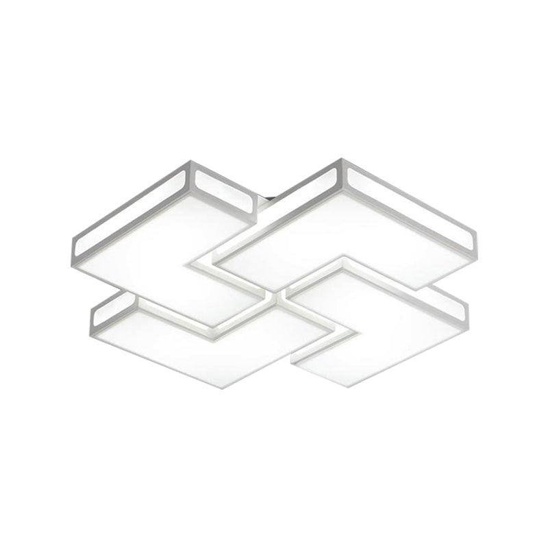 Adult Bedroom Square Flushmount Light Acrylic Contemporary White/Black and White LED Ceiling Lamp Clearhalo 'Ceiling Lights' 'Close To Ceiling Lights' 'Close to ceiling' 'Flush mount' Lighting' 377097