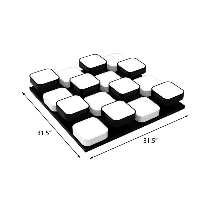 Square Kitchen Bedroom Ceiling Lamp Acrylic Metal 4/6/9/12/16/20 Heads Modern LED Ceiling Mount Light in Black Clearhalo 'Ceiling Lights' 'Close To Ceiling Lights' 'Close to ceiling' 'Flush mount' Lighting' 377268