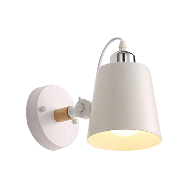 Gray/White/Pink/Yellow/Blue/Green Conical Sconce Light Fixture Minimalist Metal 1 Light Wall Mount Lamp for Bedside Clearhalo 'Cast Iron' 'Glass' 'Industrial' 'Modern wall lights' 'Modern' 'Tiffany' 'Traditional wall lights' 'Vanity Lights' 'Wall Lights' Lighting' 380418