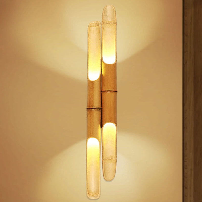 4 Bulbs Bedroom Wall Lighting Asia Beige Sconce Light Fixture with Cylinder Resin Shade Clearhalo 'Wall Lamps & Sconces' 'Wall Lights' Lighting' 380811