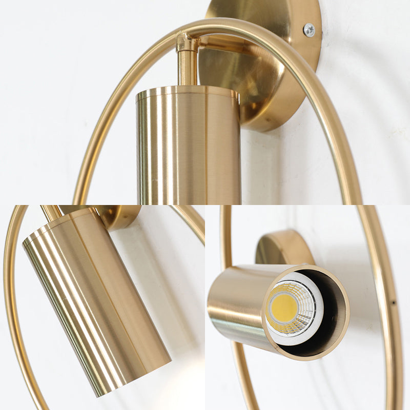 1 Light Wall Lamp Lighting Nordic Ring Metal Sconce Light Fixture in Black/Gold for Bedroom, 11"/14" Wide Clearhalo 'Art deco wall lights' 'Cast Iron' 'Glass' 'Industrial wall lights' 'Industrial' 'Middle century wall lights' 'Modern' 'Rustic wall lights' 'Tiffany' 'Traditional wall lights' 'Wall Lamps & Sconces' 'Wall Lights' Lighting' 381171