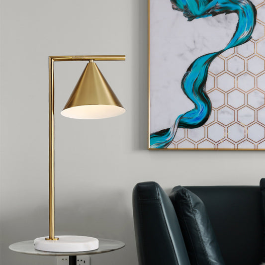 1 Bulb Bedside Task Lighting Modernist Gold Small Desk Lamp with Cone Metal Shade Clearhalo 'Lamps' 'Table Lamps' Lighting' 384376