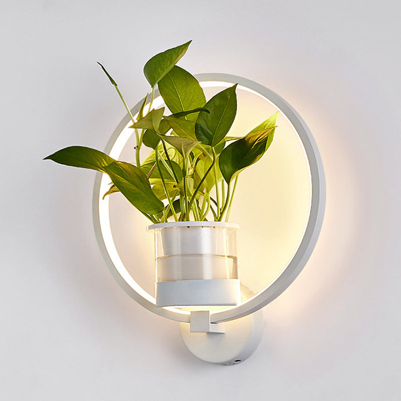 Round/Oval Bedroom Wall Lighting Industrial Metal 1 Bulb Black/White LED Wall Lamp Sconce in Warm/White/3 Color Light Clearhalo 'Art deco wall lights' 'Cast Iron' 'Glass' 'Industrial wall lights' 'Industrial' 'Middle century wall lights' 'Modern' 'Rustic wall lights' 'Tiffany' 'Traditional wall lights' 'Wall Lamps & Sconces' 'Wall Lights' Lighting' 390886