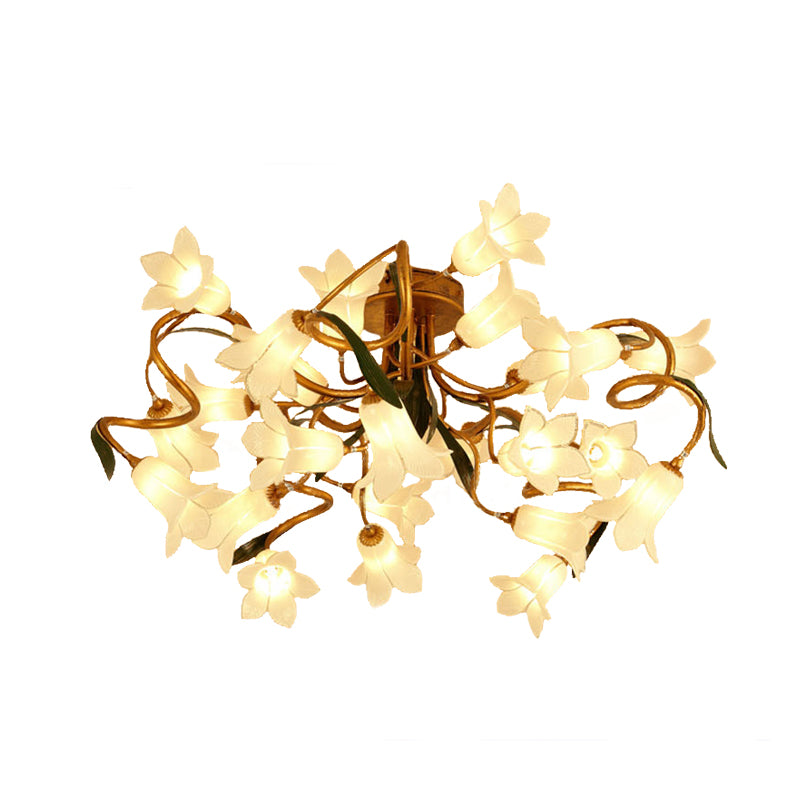 Starburst Living Room Semi Flush American Flower Metal 25-Head LED Brass Ceiling Mount Light Fixture Clearhalo 'Ceiling Lights' 'Close To Ceiling Lights' 'Close to ceiling' 'Semi-flushmount' Lighting' 391561