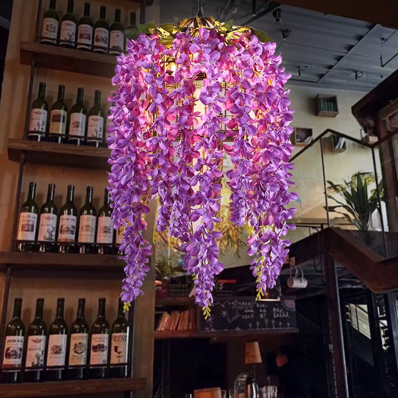 1 Light Metal Down Lighting Antique Pink/Purple/Green Birdcage Restaurant LED Pendant Light Fixture with Flower Clearhalo 'Art Deco Pendants' 'Cast Iron' 'Ceiling Lights' 'Ceramic' 'Crystal' 'Industrial Pendants' 'Industrial' 'Metal' 'Middle Century Pendants' 'Pendant Lights' 'Pendants' 'Tiffany' Lighting' 392243