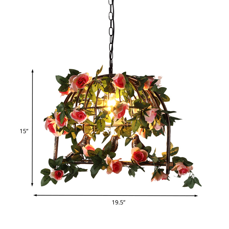 Brass 1 Bulb Pendant Lamp Antique Metal Birdcage LED Flower Suspension Light for Restaurant Clearhalo 'Art Deco Pendants' 'Cast Iron' 'Ceiling Lights' 'Ceramic' 'Crystal' 'Industrial Pendants' 'Industrial' 'Metal' 'Middle Century Pendants' 'Pendant Lights' 'Pendants' 'Tiffany' Lighting' 392421