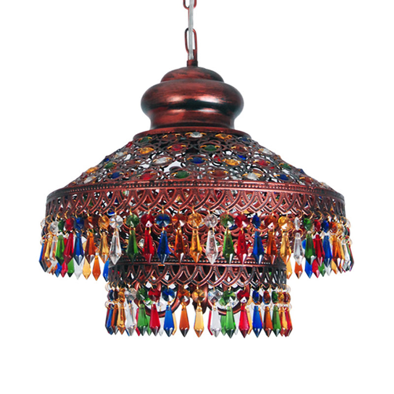 Copper Cone Hanging Chandelier Bohemian Metal 3 Heads Dining Room Pendant Ceiling Light Clearhalo 'Ceiling Lights' 'Chandeliers' Lighting' options 392982
