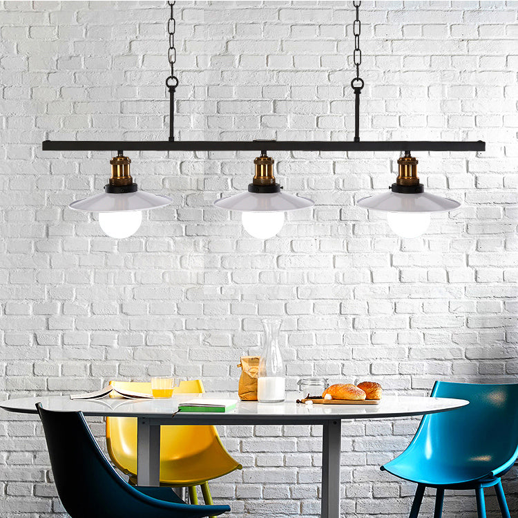 Cone Metal Hanging Pendant Industrial 2/3-Light Kitchen Island Light Fixture in White with Chain 3 White Clearhalo 'Ceiling Lights' 'Island Lights' Lighting' 39475