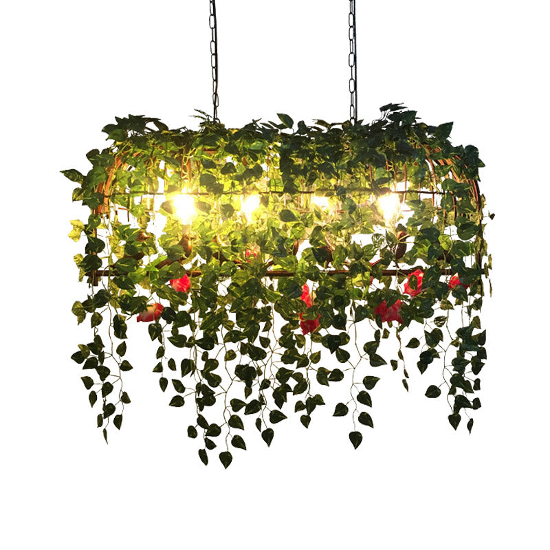 Birdcage Metal Island Chandelier Light Antique 4 Heads Restaurant Plant Ceiling Lamp in Black Clearhalo 'Ceiling Lights' 'Island Lights' Lighting' 398351