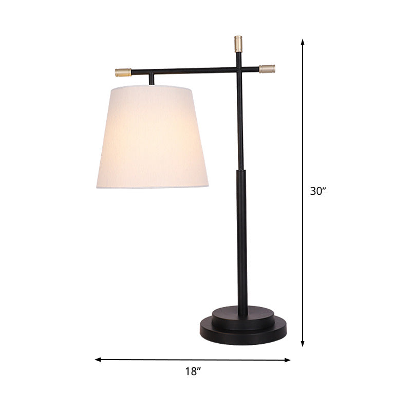 1 Head Bedroom Table Light Modern Black Nightstand Lamp with Tapered Fabric Shade Clearhalo 'Lamps' 'Table Lamps' Lighting' 399382