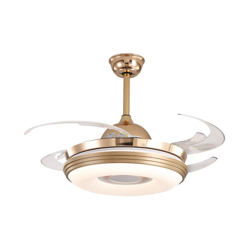 LED Ceiling Fan Lighting Modernism Round Metal 8 Blades Semi Flush Mounted Lamp in Nickel, 48" Wide Clearhalo 'Ceiling Fans with Lights' 'Ceiling Fans' 'Modern Ceiling Fans' 'Modern' Lighting' 399468