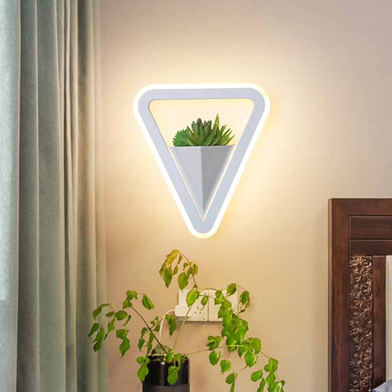 indoor plant wall lighting White 1 Bulb Sconce Light Fixture Minimalist Acrylic Triangle LED Plant Wall Lamp in Warm/White Light