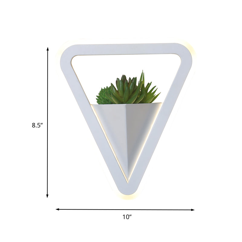 White 1 Bulb Sconce Light Fixture Minimalist Acrylic Triangle LED Plant Wall Lamp in Warm/White Light Clearhalo 'Industrial wall lights' 'Industrial' 'Middle century wall lights' 'Tiffany' 'Wall Lamps & Sconces' 'Wall Lights' Lighting' 400601