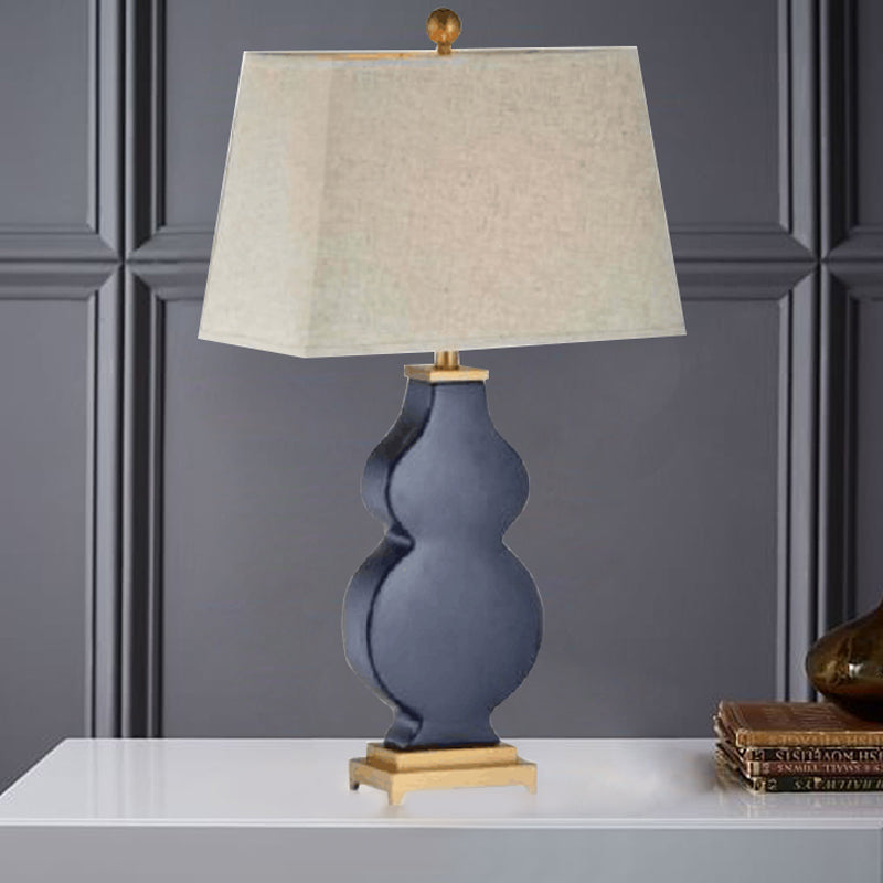 Modernism Pagoda Shape Desk Light Fabric 1 Bulb Night Table Lamp in Blue for Bedroom Clearhalo 'Lamps' 'Table Lamps' Lighting' 403234