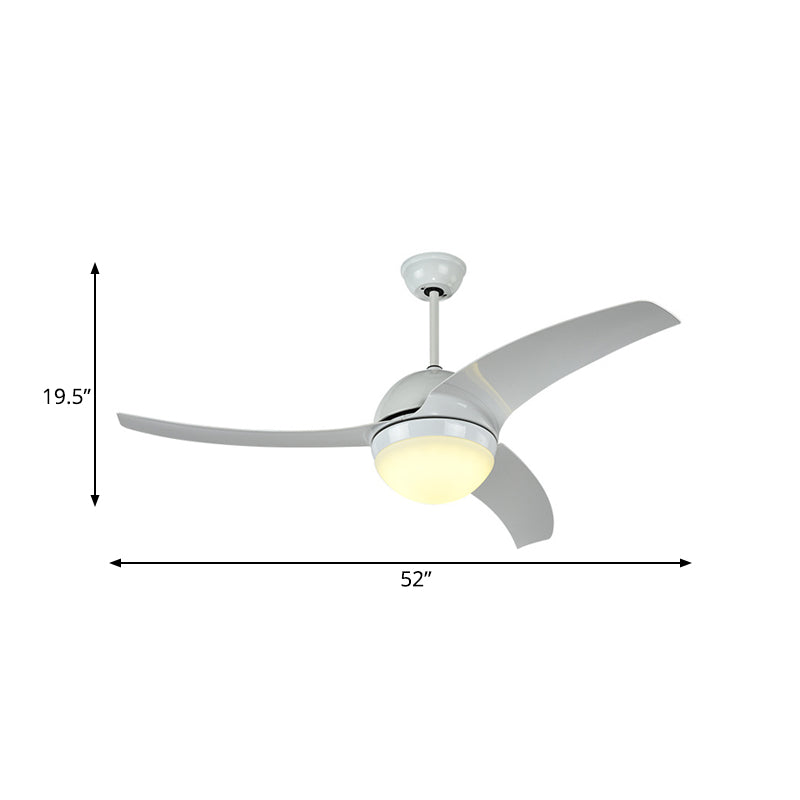 Round Kitchen Ceiling Fan Lighting Acrylic LED White Semi Flush Mount Light Fixture with 3 Blades, 52" W Clearhalo 'Ceiling Fans with Lights' 'Ceiling Fans' 'Modern Ceiling Fans' 'Modern' Lighting' 403495