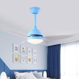 42" Wide Pine Cone Metal Hanging Fan Light Modernist White/Blue LED Semi Flush Mounted Lamp with 3 Blades Clearhalo 'Ceiling Fans with Lights' 'Ceiling Fans' 'Kids Ceiling Fans' 'Kids' Lighting' 403863