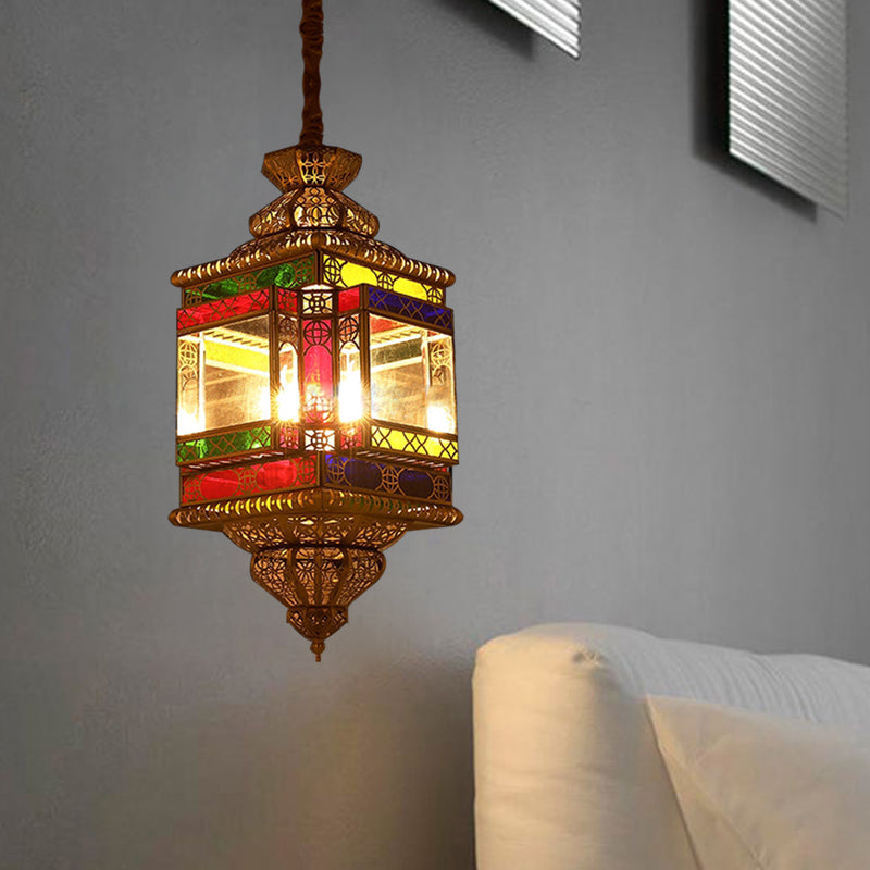 4 Bulbs Metal Pendant Chandelier Vintage Brass Lantern Dining Room Arab Ceiling Lamp Clearhalo 'Ceiling Lights' 'Chandeliers' Lighting' options 403975
