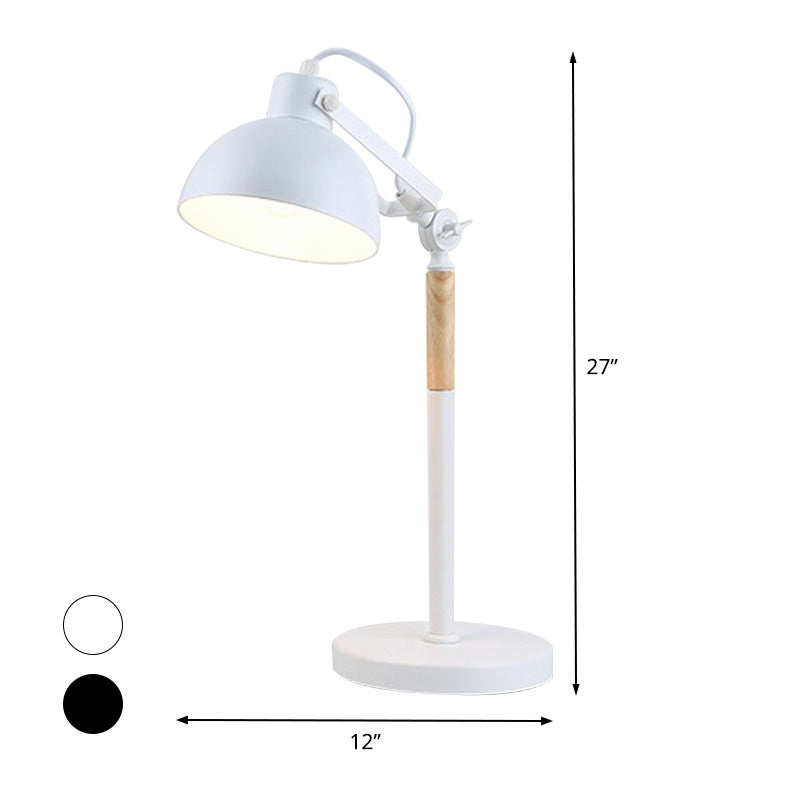 1 Head Bowl Desk Light Modernism Metal Night Table Lamp in White/Black with Rotating Node Clearhalo 'Lamps' 'Table Lamps' Lighting' 405594