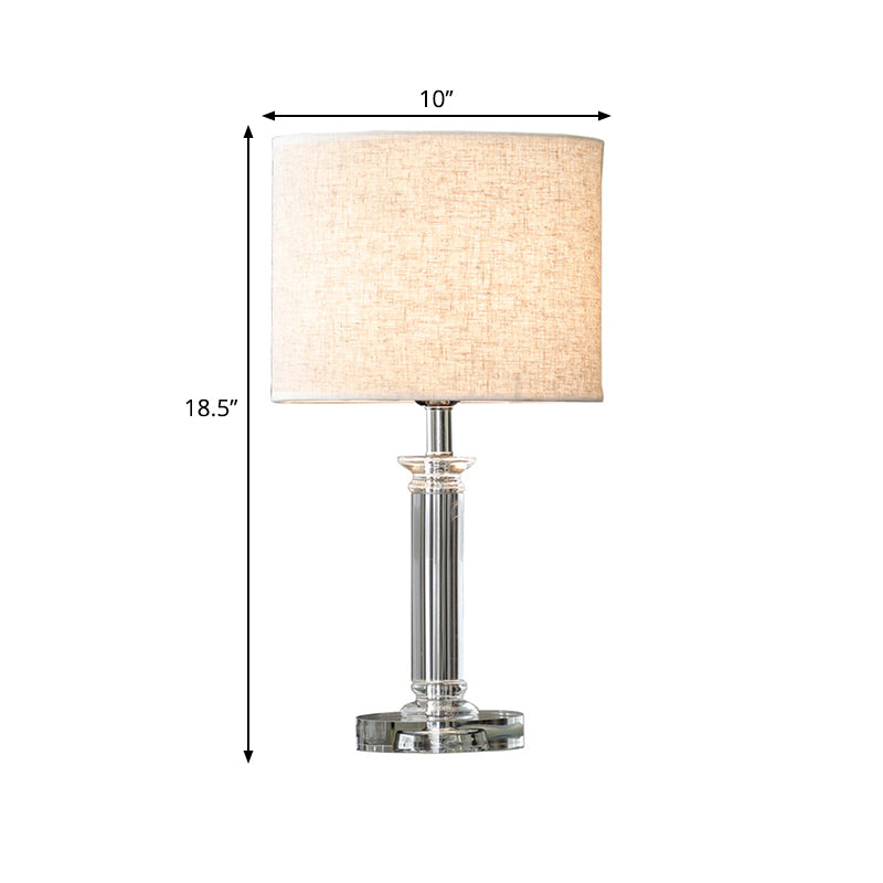 Clear Crystal Drum Nightstand Lighting Modern 1-Light White Night Table Lamp for Living Room Clearhalo 'Lamps' 'Table Lamps' Lighting' 406257