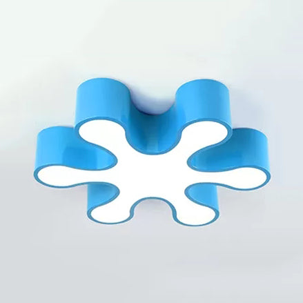 Acrylic Red/Yellow/Blue/Green Petal Ceiling Mount Light Cartoon LED Ceiling Lamp in Third Gear/White Light for Kindergarten, 19.5"/23.5" W Blue Clearhalo 'Ceiling Lights' 'Close To Ceiling Lights' 'Close to ceiling' 'Flush mount' Lighting' 41163