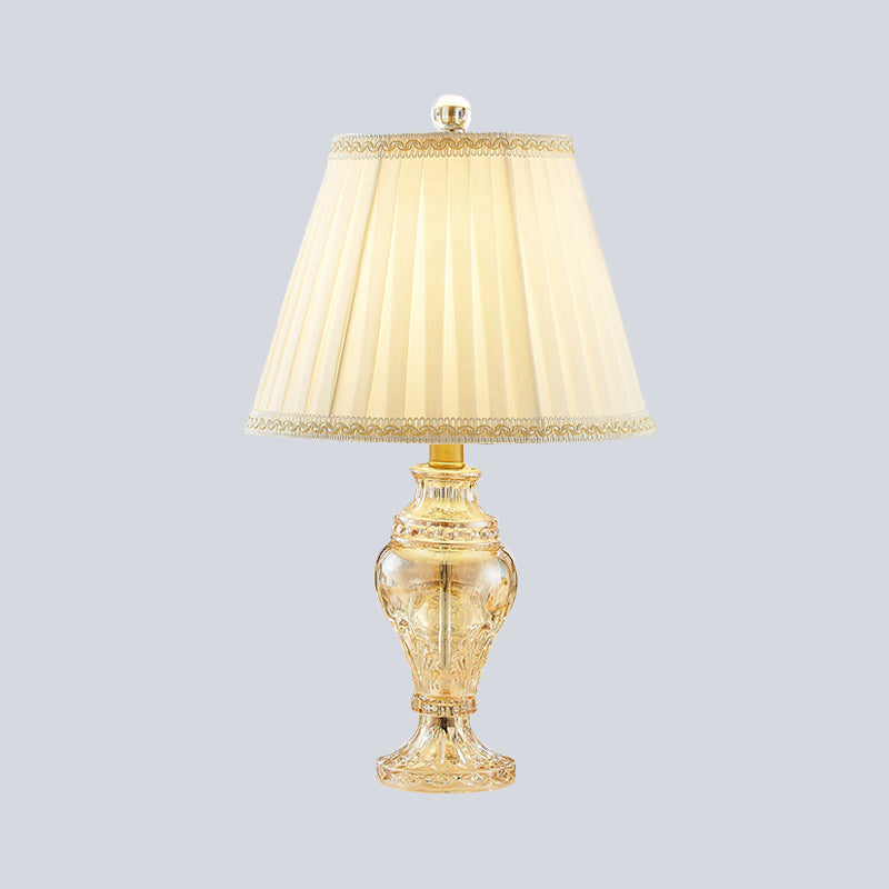 1 Bulb Jar Shape Task Lighting Modernism Hand-Cut Crystal Nightstand Lamp in White Clearhalo 'Lamps' 'Table Lamps' Lighting' 415613