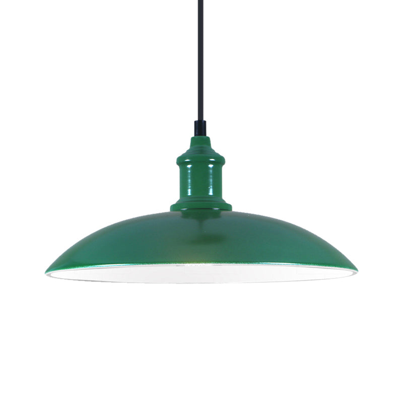 Green/Red Bowl Hanging Lamp Industrial Metal 1 Light Living Room Ceiling Pendant Light, 12.5"/16" Width Clearhalo 'Art Deco Pendants' 'Cast Iron' 'Ceiling Lights' 'Ceramic' 'Crystal' 'Industrial Pendants' 'Industrial' 'Metal' 'Middle Century Pendants' 'Pendant Lights' 'Pendants' 'Tiffany' Lighting' 42223