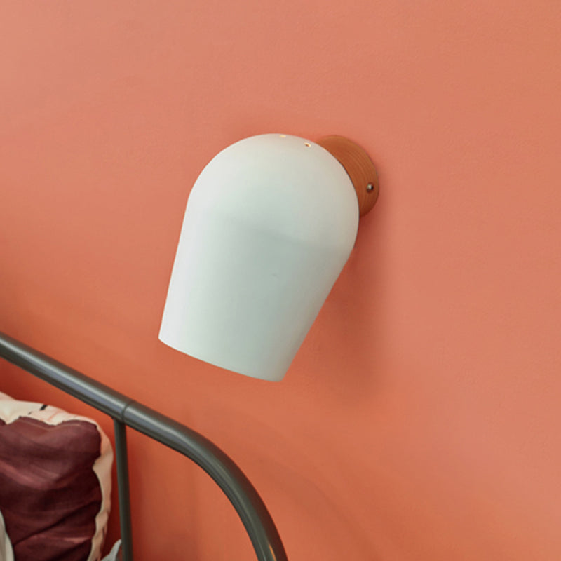 Dome Wall Mounted Light with White Metal Shade 1 Light Nordic Wall Lighting for Bedside Clearhalo 'Cast Iron' 'Glass' 'Industrial' 'Modern wall lights' 'Modern' 'Tiffany' 'Traditional wall lights' 'Vanity Lights' 'Wall Lights' Lighting' 438809