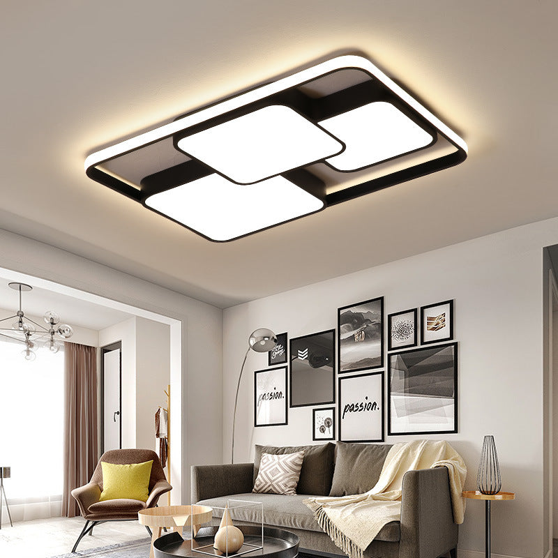 Black/White Rectangle Flush Ceiling Light Contemporary Acrylic LED Flushmount Light for Cafe Clearhalo 'Ceiling Lights' 'Close To Ceiling Lights' 'Close to ceiling' 'Flush mount' Lighting' 464813