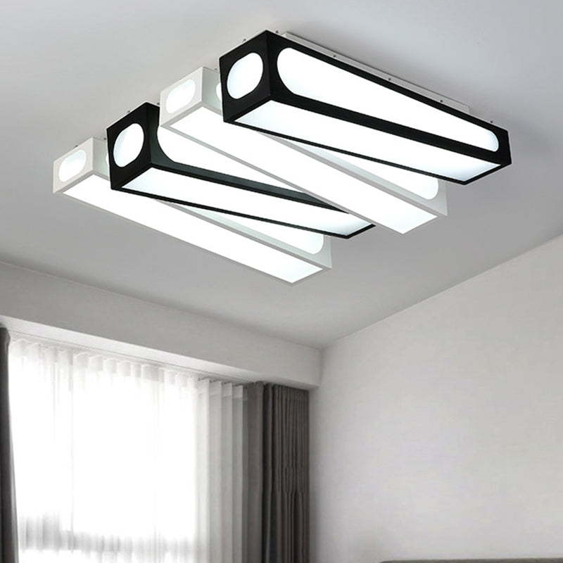 Modern Linear Square Flush Mount Light Acrylic LED Ceiling Light in Black and White for Foyer Clearhalo 'Ceiling Lights' 'Close To Ceiling Lights' 'Close to ceiling' 'Flush mount' Lighting' 465541