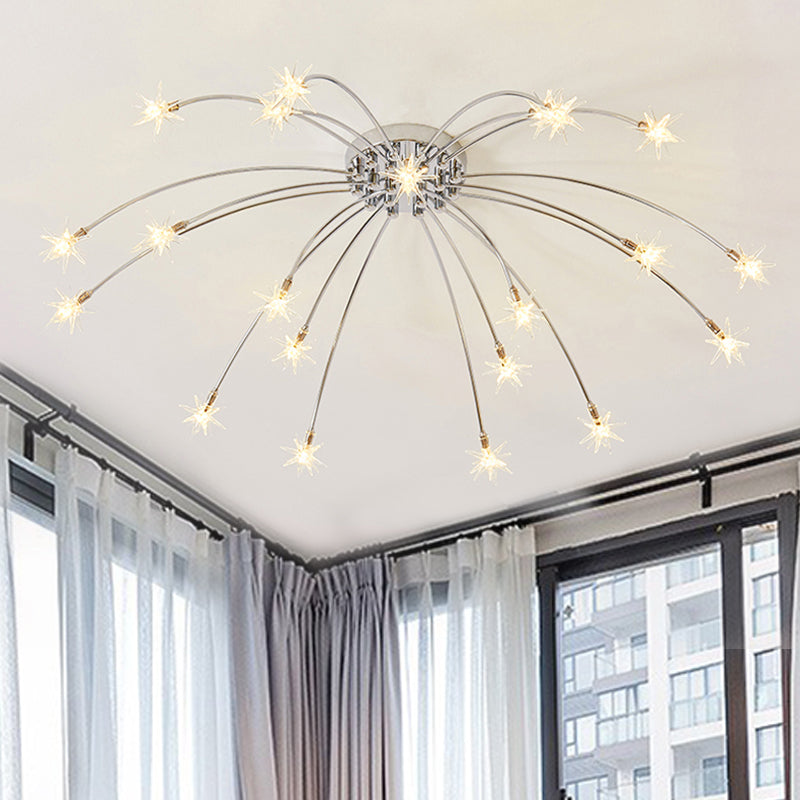 Beautiful Fireworks Semi Flush Ceiling Light Metal Chrome Ceiling Fixture for Kindergarten Clearhalo 'Ceiling Lights' 'Close To Ceiling Lights' 'Close to ceiling' 'Semi-flushmount' Lighting' 494091