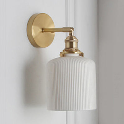 Porcelain Wall Light with Brass Lamp Socket Dining Room Foyer 5/6/8.5 Inch Wide 1 Light Modern Wall Lamp in White Brass 6" A Clearhalo 'Cast Iron' 'Glass' 'Industrial' 'Modern wall lights' 'Modern' 'Tiffany' 'Traditional wall lights' 'Wall Lamps & Sconces' 'Wall Lights' Lighting' 4_201e4cd8-96fe-4ddc-903e-29427742948f