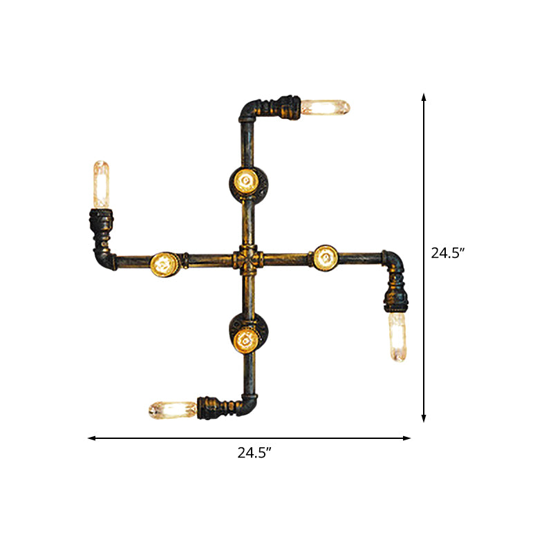 Iron Crossing Wall Mount Lamp Vintage 4 Lights Coffee Shop Wall Sconce Light in Bronze Clearhalo 'Art deco wall lights' 'Cast Iron' 'Glass' 'Industrial wall lights' 'Industrial' 'Middle century wall lights' 'Modern' 'Rustic wall lights' 'Tiffany' 'Traditional wall lights' 'Wall Lamps & Sconces' 'Wall Lights' Lighting' 510815